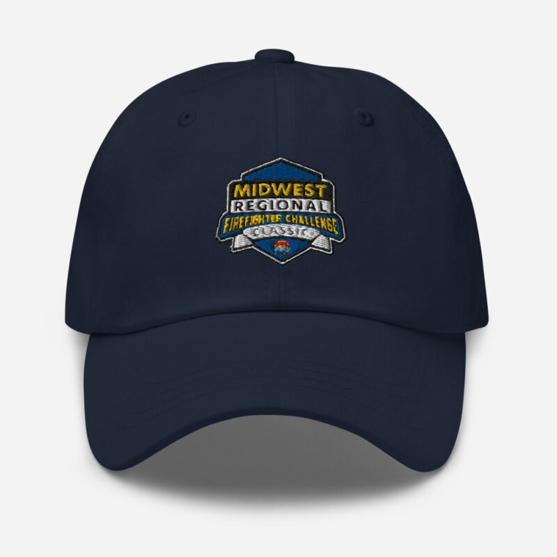 A navy cap featuring the Midwest Regional Firefighter Challenge Classic logo embroidered on the front, symbolizing the Midwest region's participation in the Firefighter Challenge Championship.