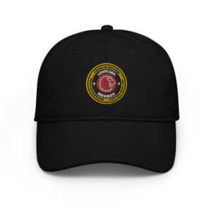 A black cap featuring the Firefighter Challenge Lion’s Den Member logo on the front, symbolizing membership in the elite Lion’s Den.