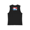 Black muscle tank featuring an American flag-inspired graphic with the Firefighter Challenge League logo in white and red accents.