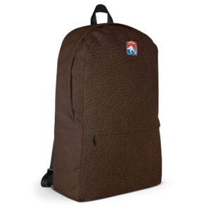 Brown rugged backpack featuring the SERVPRO® Firefighter Challenge logo on the front.