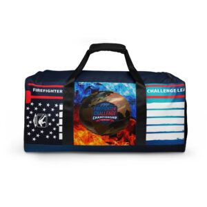 The fan-favorite Firefighter Challenge League duffle bag features a sturdy, spacious design with the FCL and FCCS branding, making it the perfect way to keep your essentials organized while you represent the league.