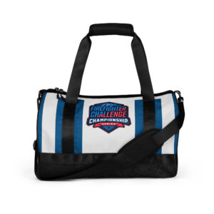 Firefighter Challenge Championship Duffel Bag with logo and durable, water-resistant fabric.