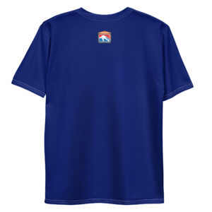 Royal blue crew neck tee with Firefighter Challenge Hall of Fame Member logo on the chest.