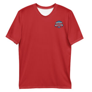 Red crew neck tee featuring the Northeast Regional Firefighter Challenge logo on the chest.