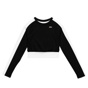 Upwear Elite Pro Black and White Long Sleeve Crop Top for Performance and Activewear