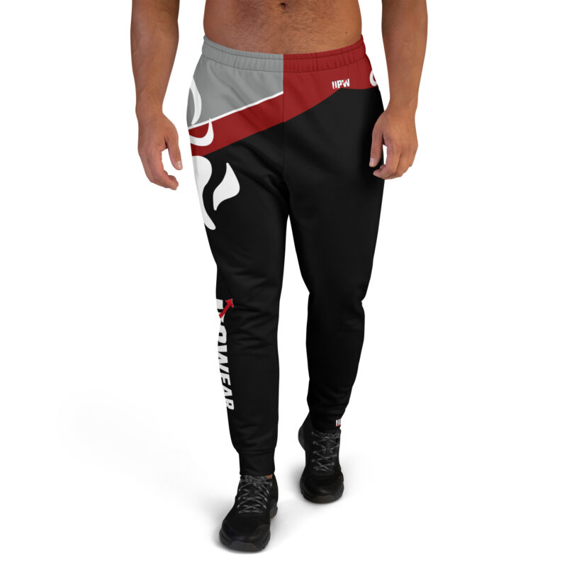 Upwear Blaze Elite Joggers in red, black, and grey with flame design for active performance.