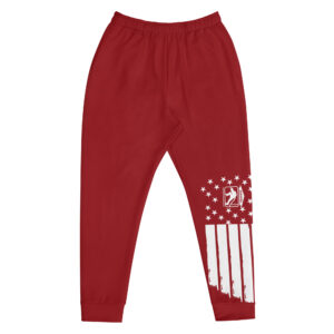 Red FCL Joggers with flag graphic and FCL logo on the leg, designed for performance and comfort.