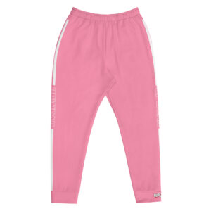 UPWEAR pink joggers with white stripes, bold modern design, comfortable fit, and UPWEAR branding.