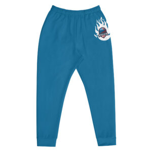 Blue joggers featuring the United States Record Holders logo with a flame design on the leg.