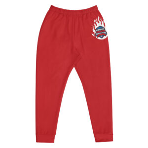 Joggers in red, blue, and black with a flame design and the Northeast Regional Firefighter Challenge logo on the thigh.