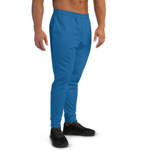 Blue joggers with "CHAMPION" written on the side, featuring white side stripes.