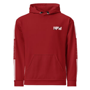 Upwear Signature RCR Series Elite Hoodie in red with performance-focused design and UPW branding.