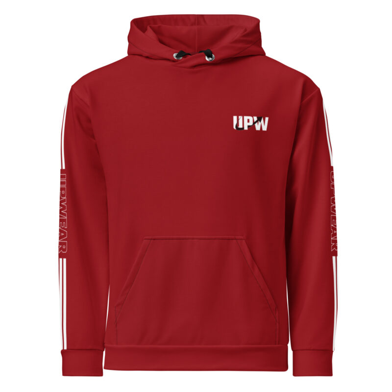 Upwear Signature RCR Series Elite Hoodie in red with performance-focused design and UPW branding.