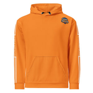 Bright orange hoodie with "CHAMPION" text on the sleeves and the Southwest Regional Firefighter Challenge emblem on the chest.