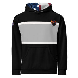 black hoodies with a flame design on the chest and a small Firefighter Challenge League logo, part of the No Mercy series.