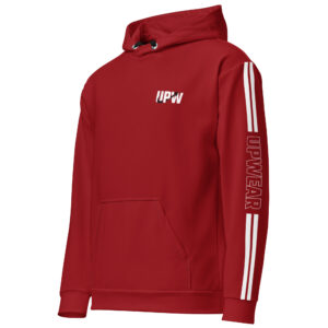 Upwear Signature RCR Series Elite Hoodie in red with performance-focused design and UPW branding.