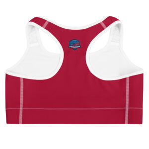 Red sports bra with SERVPRO® Firefighter Challenge League logo on the chest.