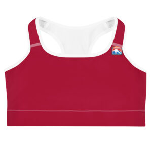 Red sports bra with SERVPRO® Firefighter Challenge League logo on the chest.