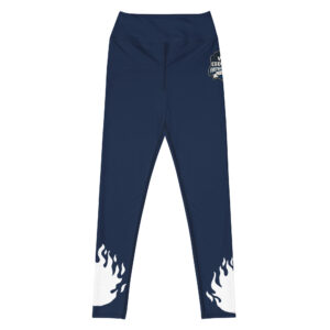 Navy high-waisted leggings featuring the West Regional Firefighter Challenge logo on the upper back.