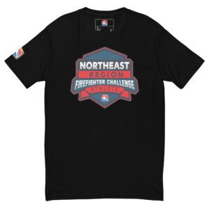 Black t-shirt with the Northeast Region Firefighter Challenge Athlete badge on the front. Designed exclusively for competition athletes