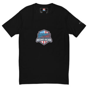 T-shirt with a small US Record Holder Firefighter Challenge logo on the chest, available in various colors.