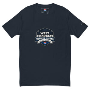 Navy blue T-shirt with a large West Regional Firefighter Challenge Classic logo in the center, available in multiple colors.