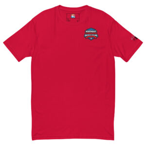 Red T-shirt with a small Northeast Regional Firefighter Challenge logo on the chest, available in red, blue, and navy.