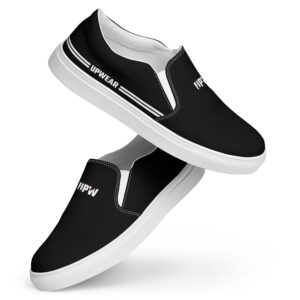 Black Upwear Shoes with slip-on design, cushioned insole, elastic gore, and durable rubber sole for casual and active wear.