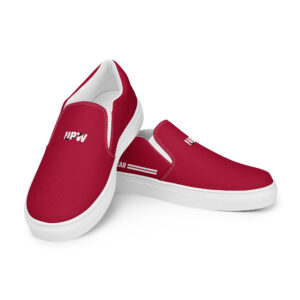 Red UPWEAR Slip-On Sneakers with white rubber sole and easy slip-on design for casual comfort.