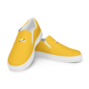 UPWEAR Men's yellow slip-on sneakers with white sole, designed for comfort, durability, and bold casual style.