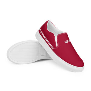 Red UPWEAR Slip-On Sneakers with white rubber sole and easy slip-on design for casual comfort.