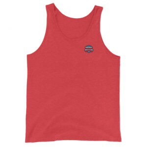 black tank top featuring a small Northeast Regional Firefighter Challenge Classic logo on the chest. Available in black, red, royal blue, grey, and white.