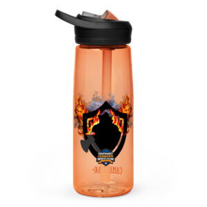 Southwest Regional Firefighter Challenge Hydration Bottle with flame and shield graphic and regional logo.