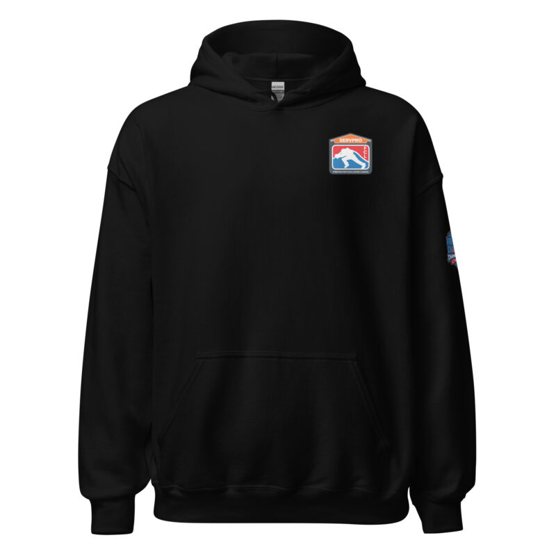 SERVPRO® Firefighter Challenge black hoodie with FCL logo on the chest and sleeve.