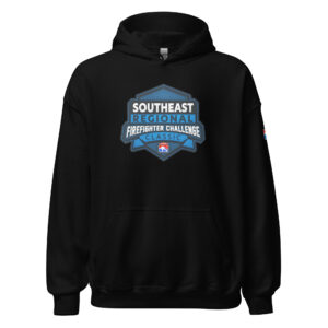 hoodie with a large Southeast Regional Firefighter Challenge logo on the front.