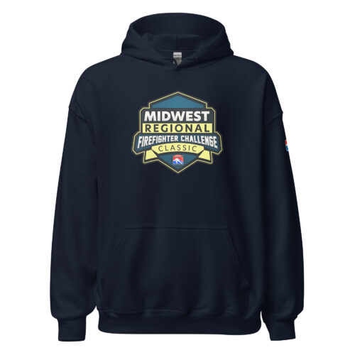 Midwest Regional Firefighter Challenge hoodie featuring a small official logo on the chest.