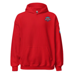 hoodie with a small Northeast Regional Firefighter Challenge logo on the chest and an FCL logo on the sleeve.