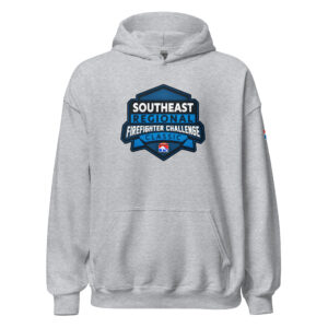 hoodie with a large Southeast Regional Firefighter Challenge logo on the front.