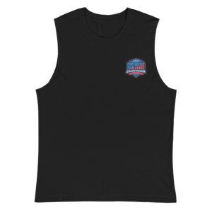 Black muscle tank featuring the Firefighter Challenge Championship Series logo on the front.