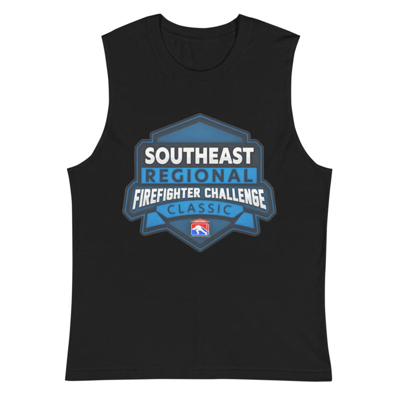 Black muscle tank with a large Southeast Regional Firefighter Challenge Classic logo centered on the chest.