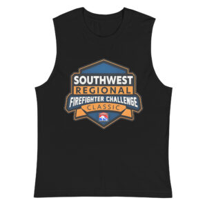 Black muscle tank featuring a large Southwest Regional Firefighter Challenge Classic logo on the front