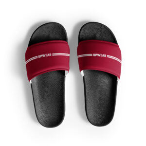 Red and black UPWEAR Slide Sandals with cushioned footbed and durable strap for casual comfort.