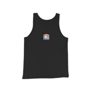 black tank top featuring a globe design with the FCL (Firefighter Challenge League) logo in the center. The globe has a faint reflection of the American flag, representing global firefighter unity